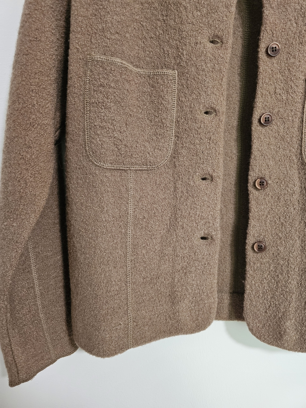 Vintage Simons Brown 100% Boiled Wool Jacket Blazer Size S Made In Hong Kong - Picture 5 of 11